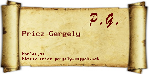 Pricz Gergely névjegykártya